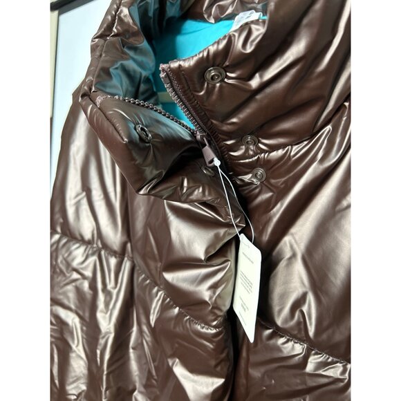 NWT Fabletics Oversized Puffer Vest XX/1X Cacao/Aqua Beach - Picture 8 of 9